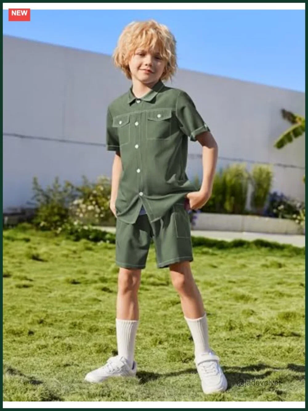 Boys' Woven Shorts Set Button Down Shirt Denim Shorts Casual Dressy